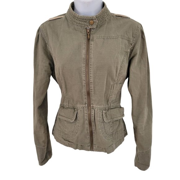 Anthropologie Jackets & Blazers - Nick Mo Anthropologie M Green Army Military Lightweight Full Zip Cropped‎ Jacket
